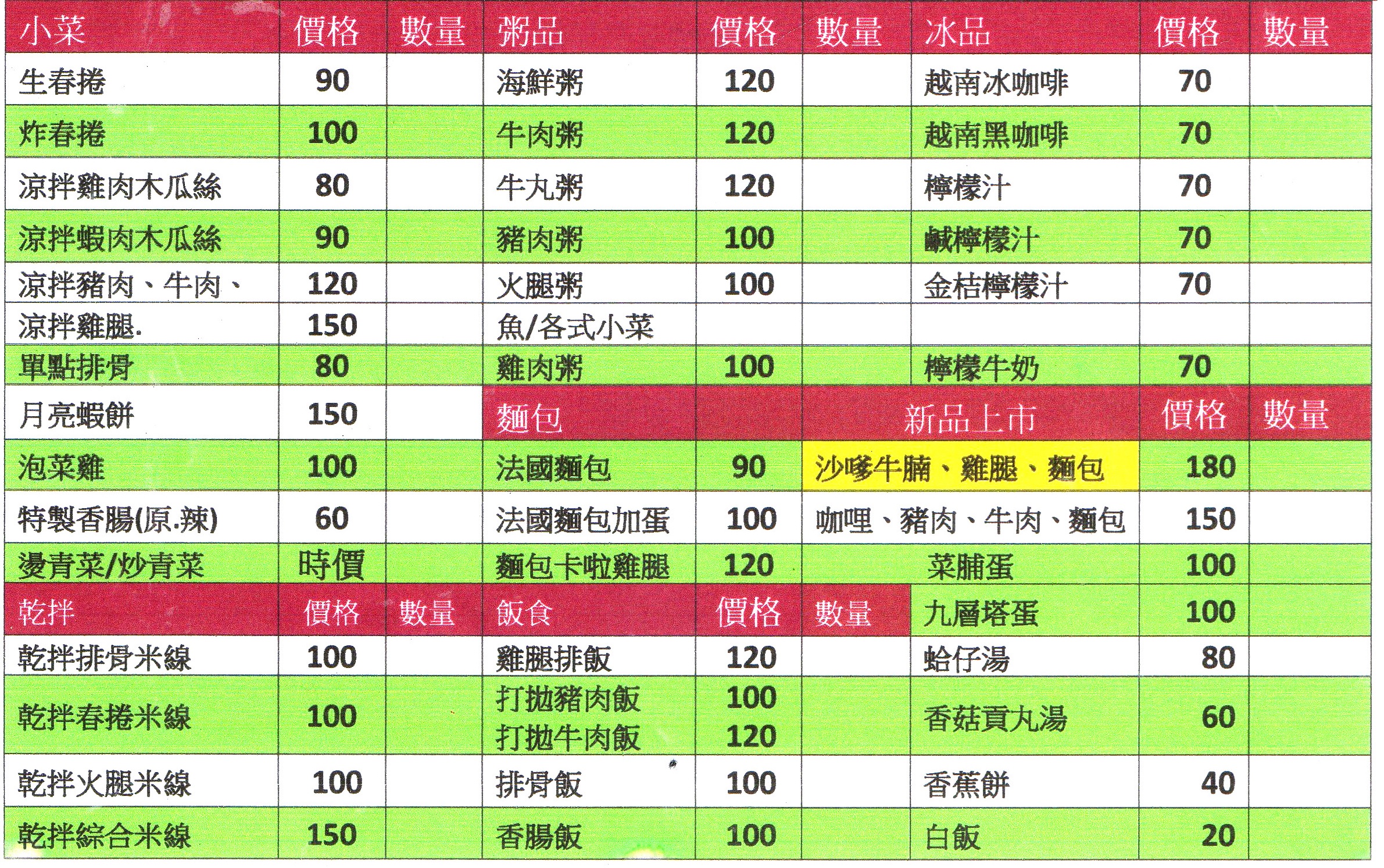 中越美食菜單2
